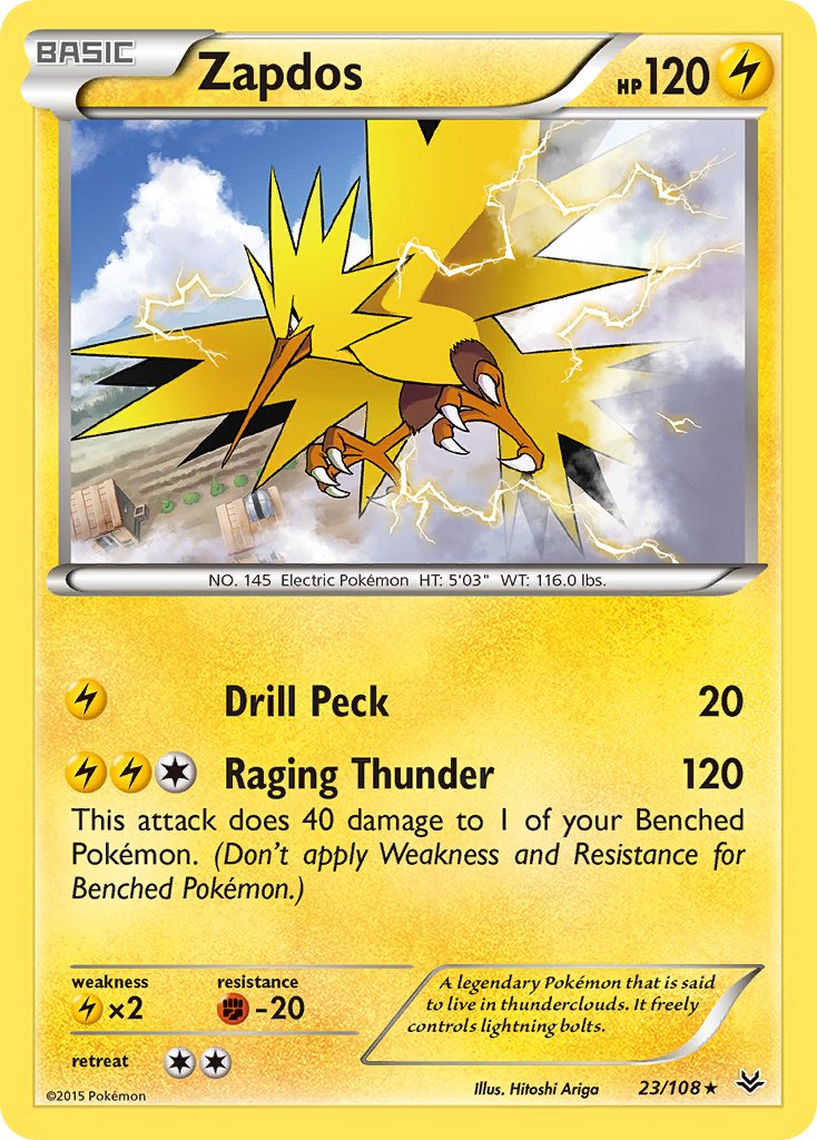 (023/108) Pokemon TCG Roaring Skies Single: Zapdos Rare