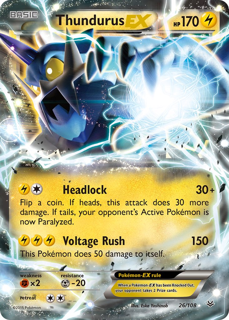 (026/108) Pokemon TCG Roaring Skies Single: Thundurus EX Ultra Rare