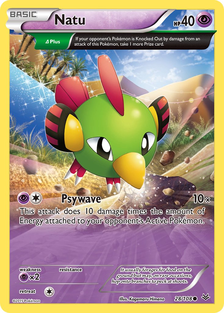 (028/108) Pokemon TCG Roaring Skies Single: Natu Reverse Holo Common