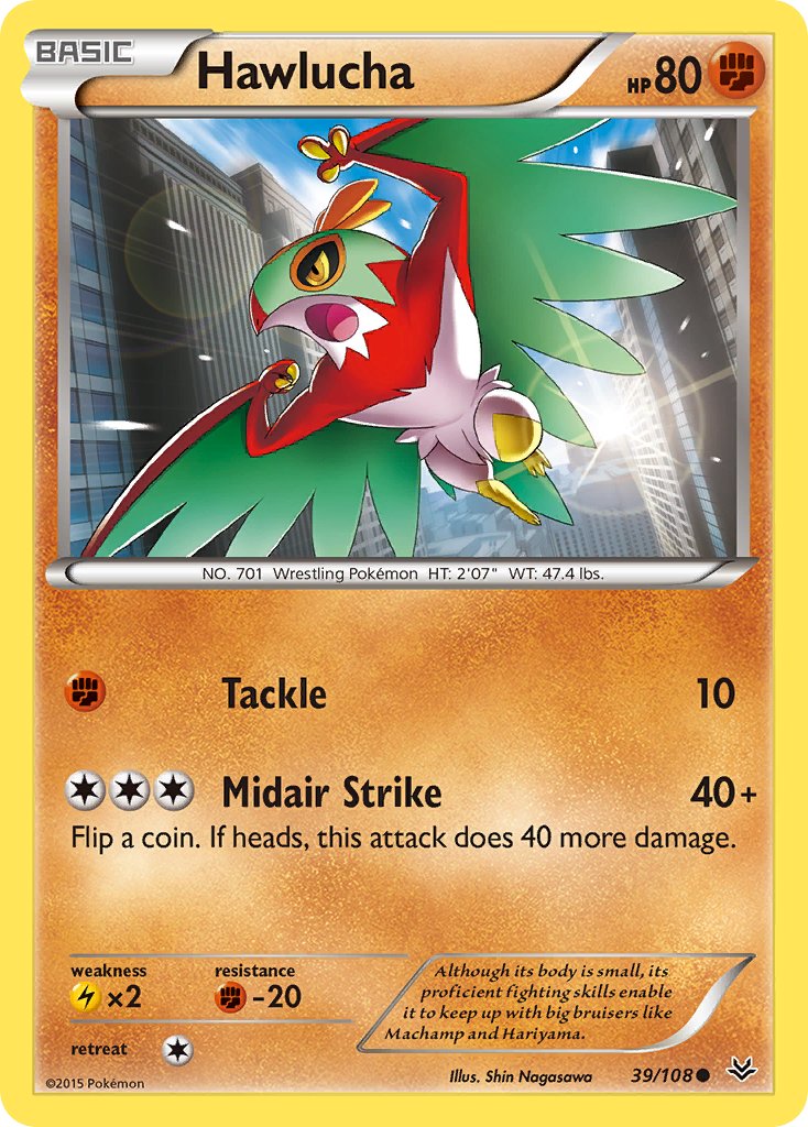 (039/108) Pokemon TCG Roaring Skies Single: Hawlucha Common