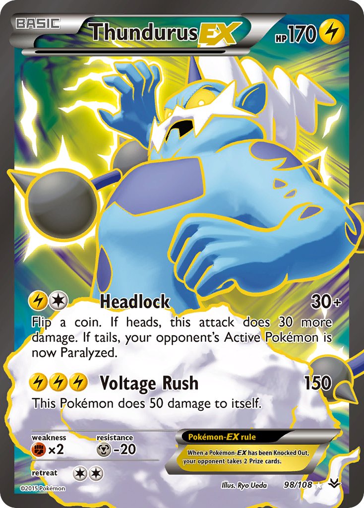 (098/108) Pokemon TCG Roaring Skies Single: Thundurus EX Ultra Rare