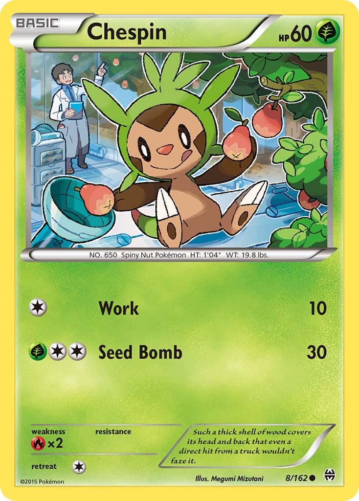 (008/162) Pokemon TCG BREAKthrough Single: Chespin Reverse Holo Common