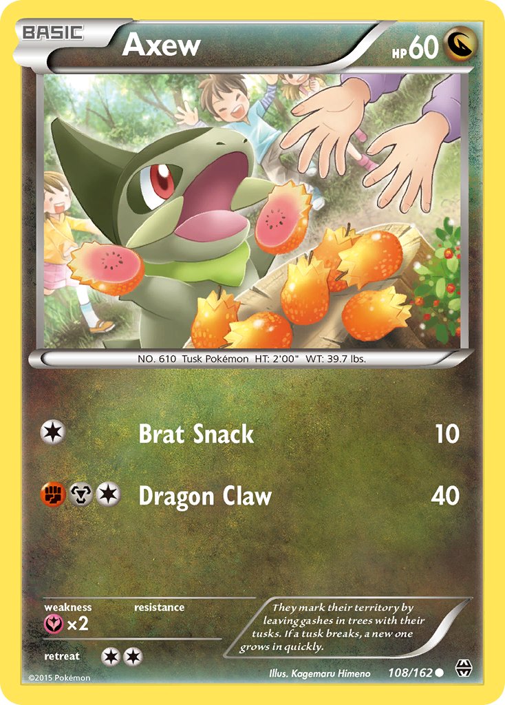 (108/162) Pokemon TCG BREAKthrough Single: Axew Reverse Holo Common