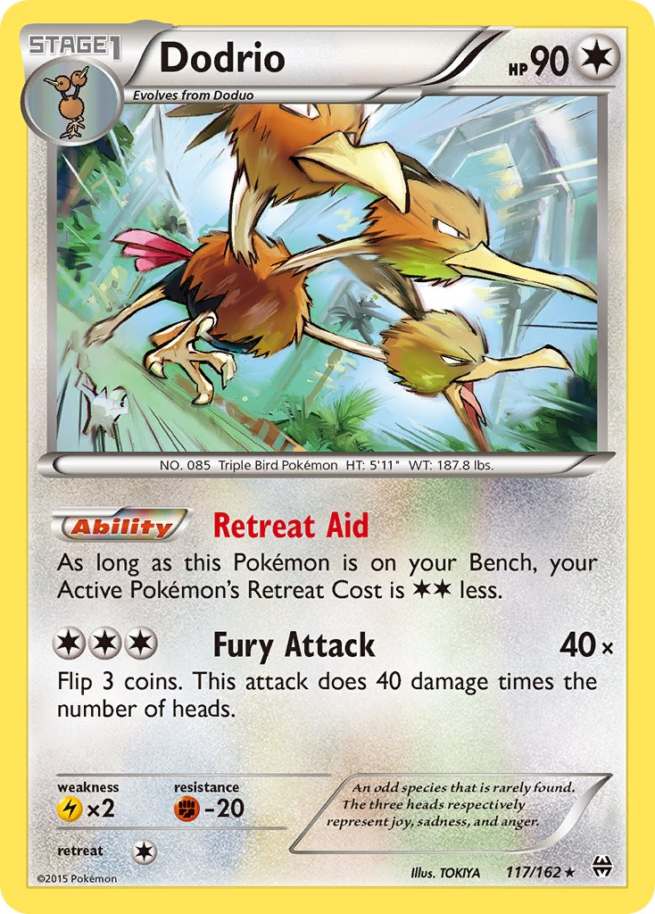 (117/162) Pokemon TCG BREAKthrough Single: Dodrio Reverse Holo Rare