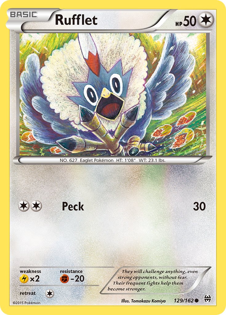 (129/162) Pokemon TCG BREAKthrough Single: Rufflet Reverse Holo Common