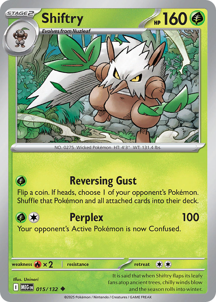 (015/MEG) Pokemon TCG Mega Evolution Single: Shiftry Reverse Holo Uncommon