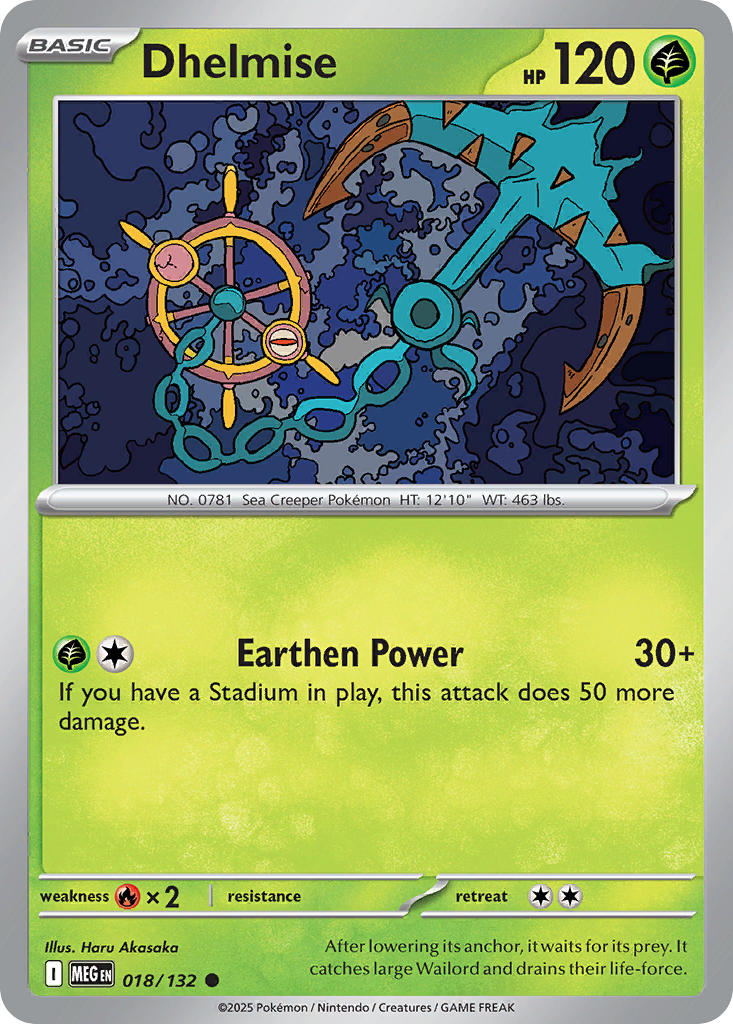 (018/MEG) Pokemon TCG Mega Evolution Single: Dhelmise Reverse Holo Common