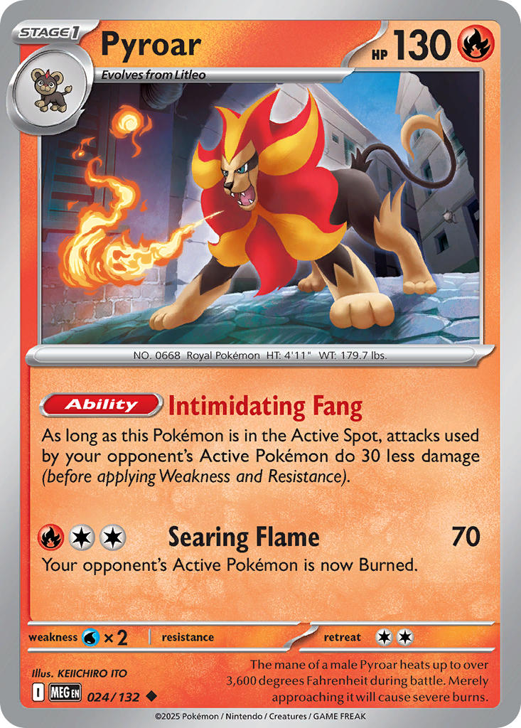 (024/MEG) Pokemon TCG Mega Evolution Single: Pyroar Reverse Holo Uncommon