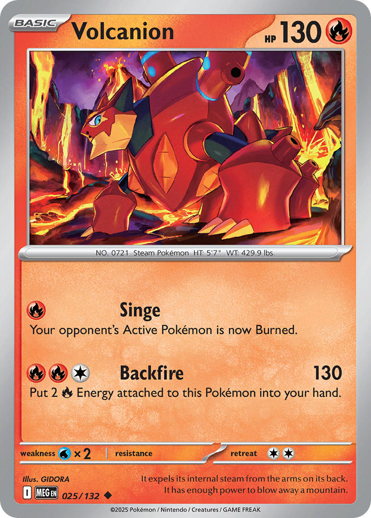 (025/MEG) Pokemon TCG Mega Evolution Single: Volcanion Reverse Holo Uncommon