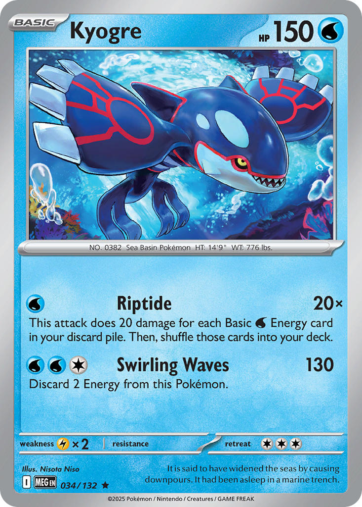 (034/MEG) Pokemon TCG Mega Evolution Single: Kyogre Reverse Holo Rare