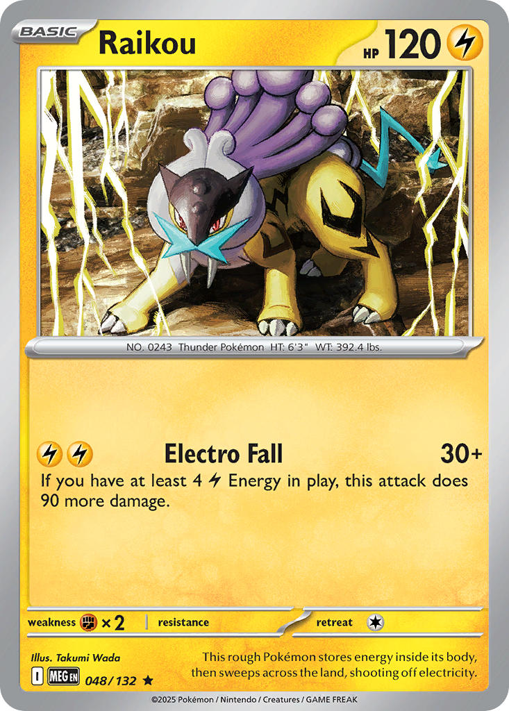 (048/MEG) Pokemon TCG Mega Evolution Single: Raikou Reverse Holo Rare