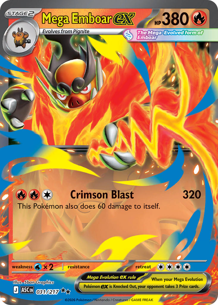 (031/217) Pokemon TCG Ascended Heroes Single: Mega Emboar ex Double Rare