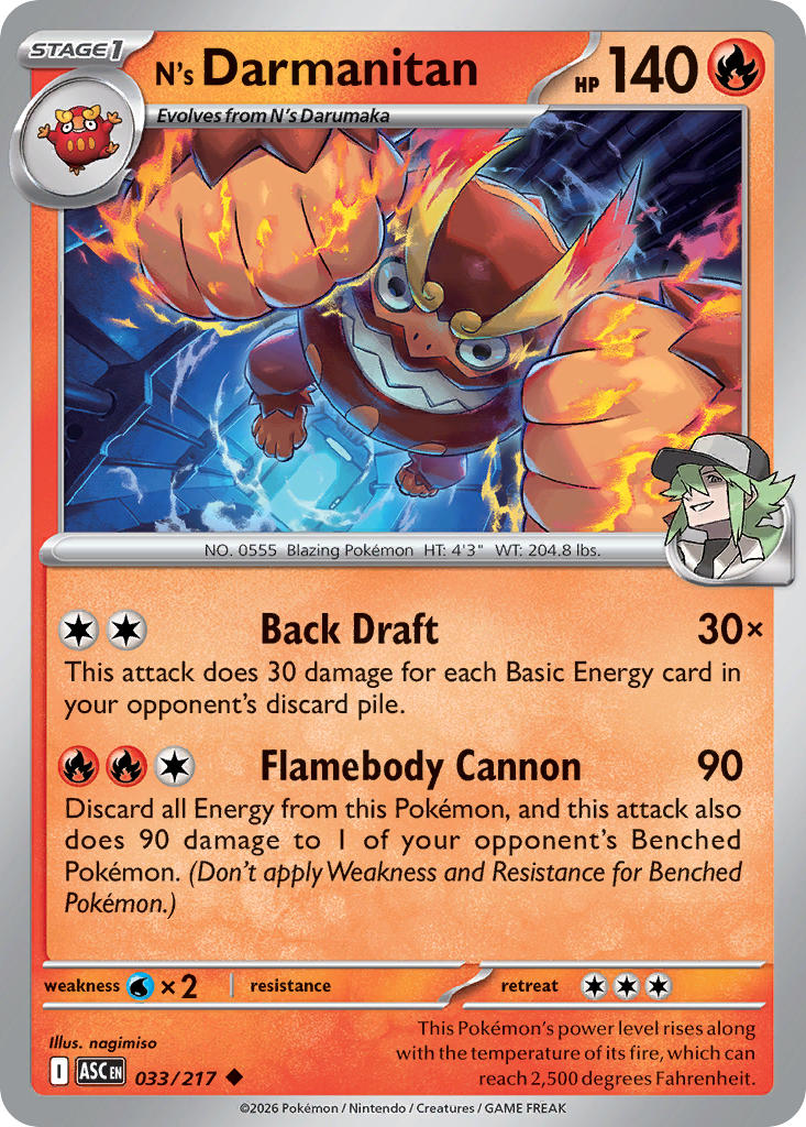 (033/217) Pokemon TCG Ascended Heroes Single: N's Darmanitan Uncommon