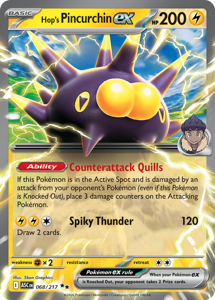 (068/217) Pokemon TCG Ascended Heroes Single: Hop's Pincurchin ex Double Rare