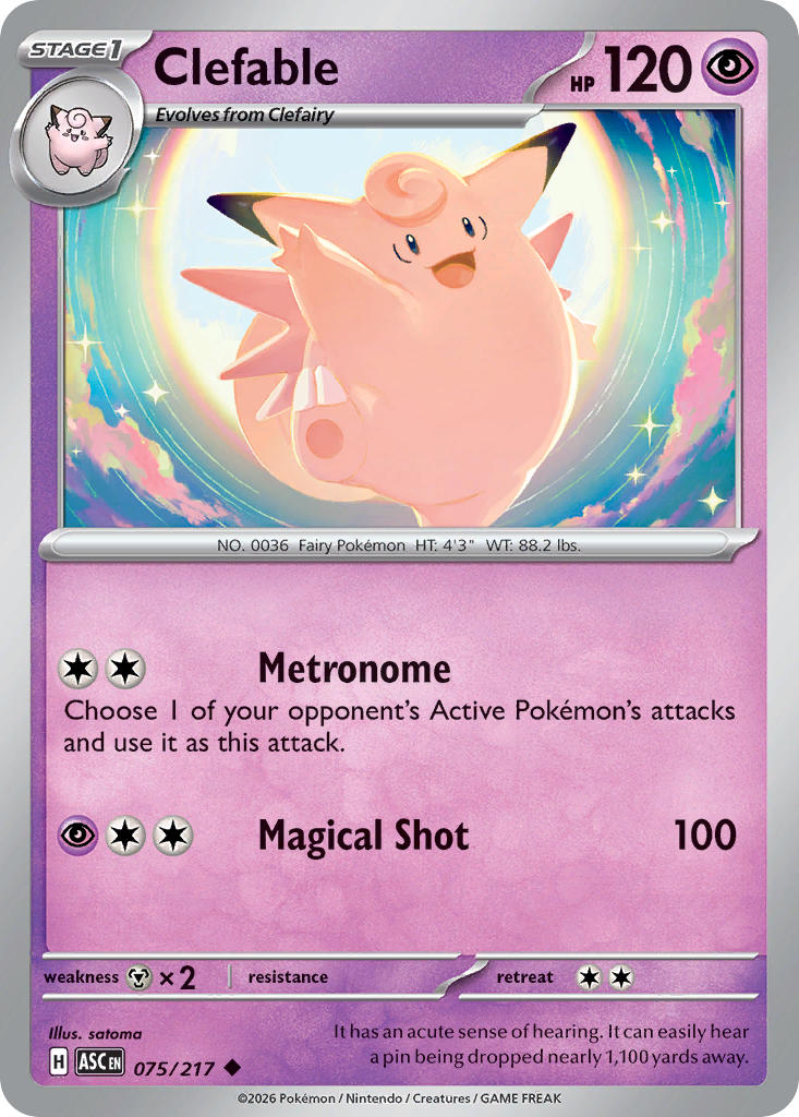 (075/217) Pokemon TCG Ascended Heroes Single: Clefable Uncommon