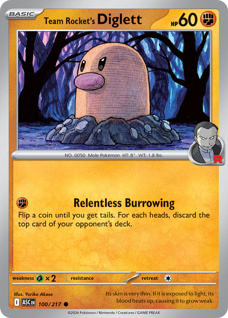 (100/217) Pokemon TCG Ascended Heroes Single: Team Rocket's Diglett Common