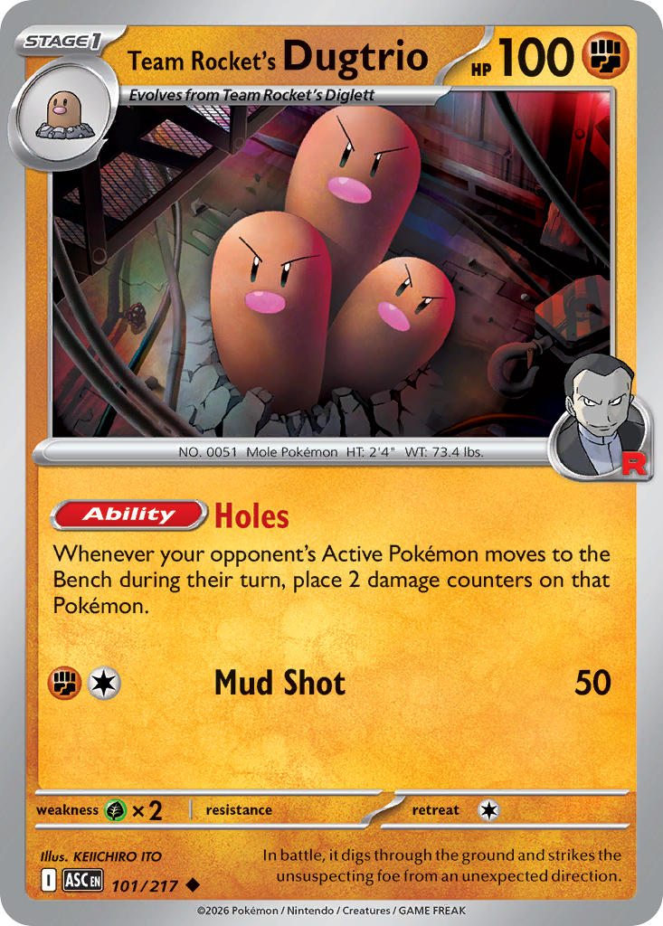 (101/217) Pokemon TCG Ascended Heroes Single: Team Rocket's Dugtrio Uncommon