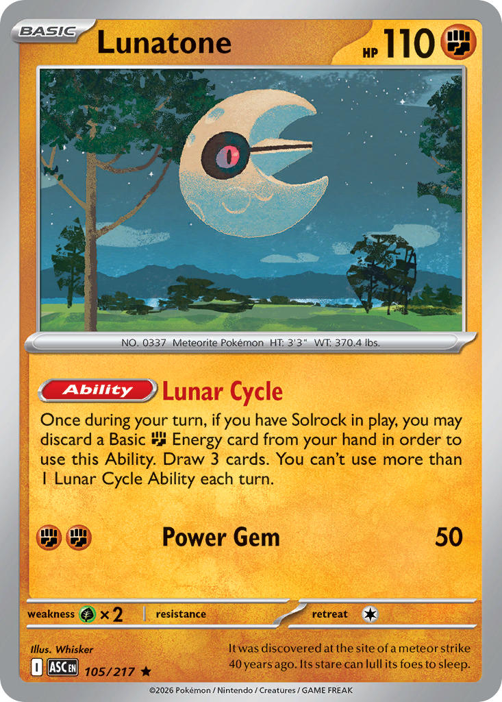 (105/217) Pokemon TCG Ascended Heroes Single: Lunatone Rare