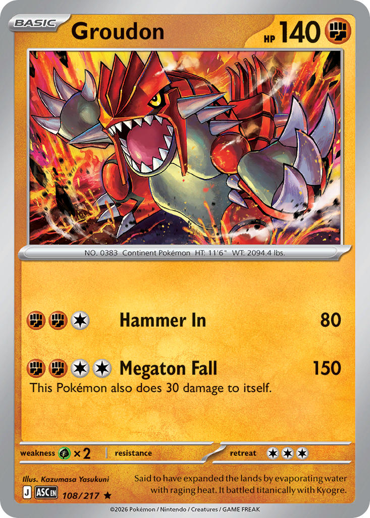(108/217) Pokemon TCG Ascended Heroes Single: Groudon Rare