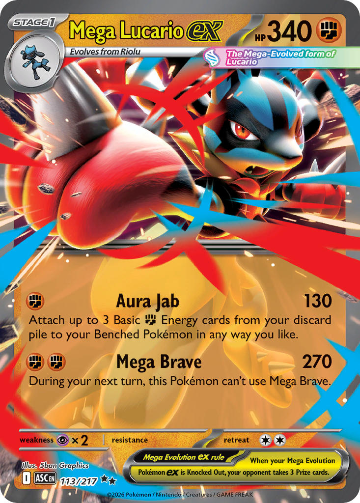 (113/217) Pokemon TCG Ascended Heroes Single: Mega Lucario ex Double Rare
