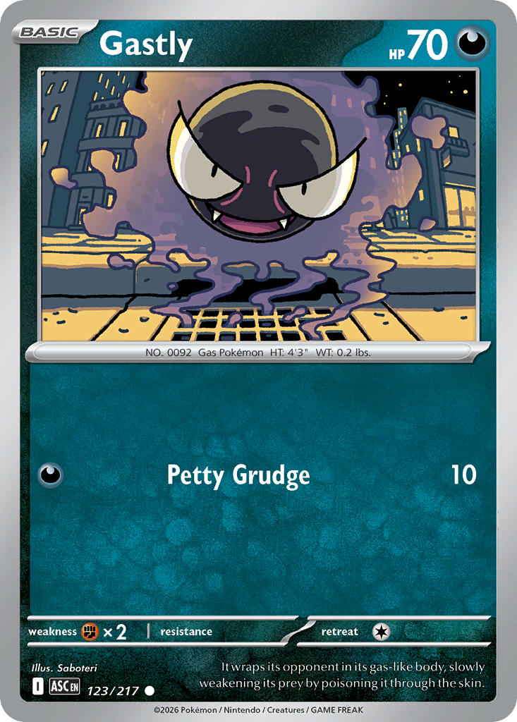 (123/217) Pokemon TCG Ascended Heroes Single: Gastly Common