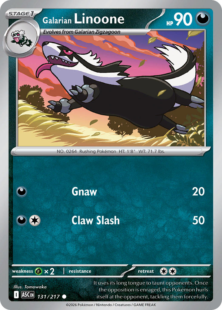(131/217) Pokemon TCG Ascended Heroes Single: Galarian Linoone Common