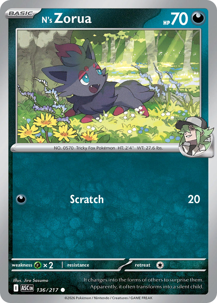 (136/217) Pokemon TCG Ascended Heroes Single: N's Zorua Common