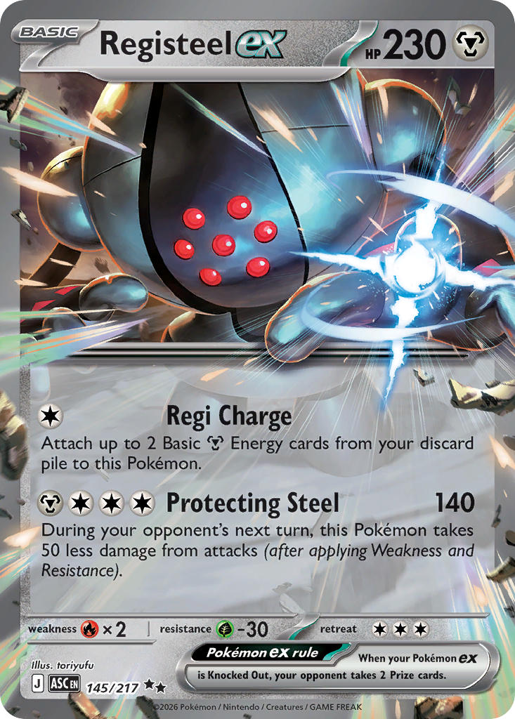 (145/217) Pokemon TCG Ascended Heroes Single: Registeel ex Double Rare