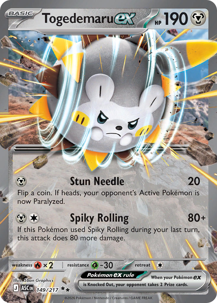 (149/217) Pokemon TCG Ascended Heroes Single: Togedemaru ex Double Rare
