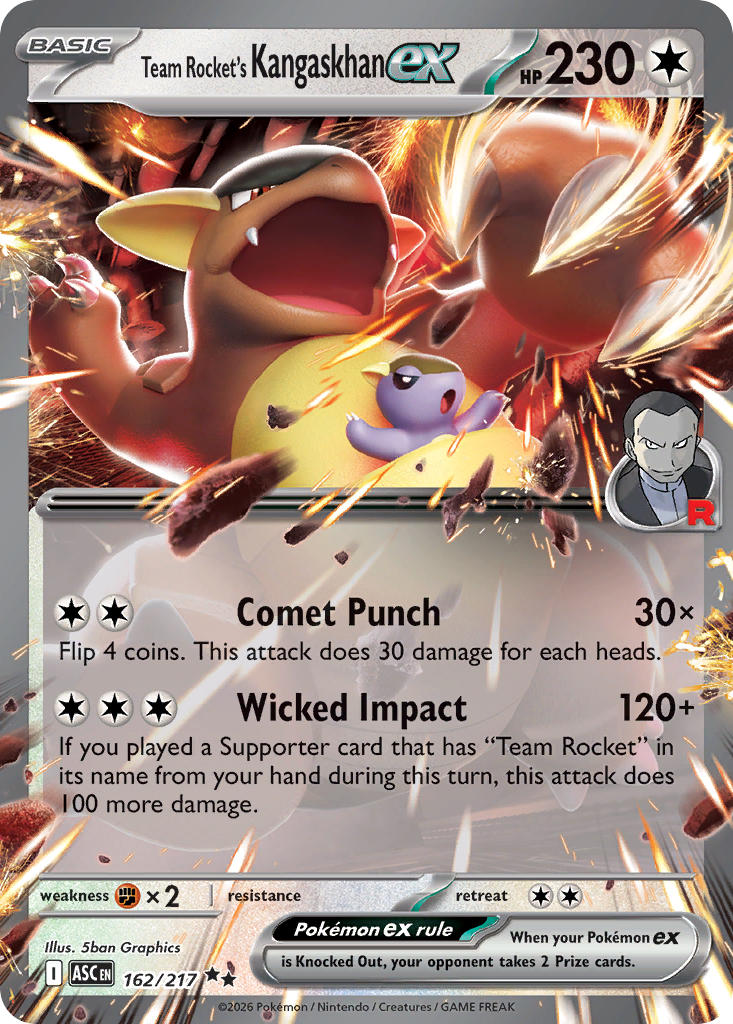 (162/217) Pokemon TCG Ascended Heroes Single: Team Rocket's Kangaskhan ex Double Rare