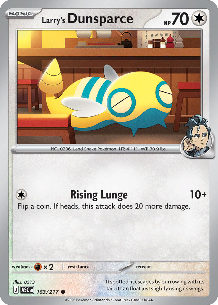 (163/217) Pokemon TCG Ascended Heroes Single: Larry's Dunsparce Common