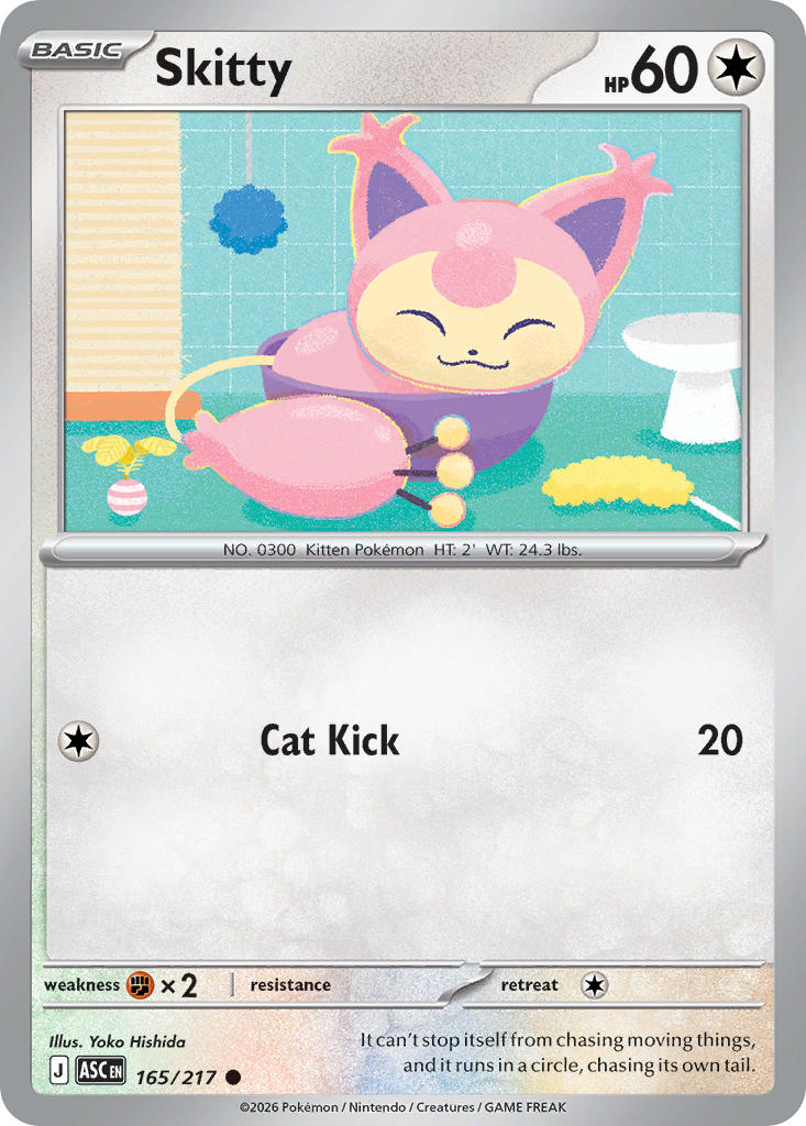 (165/217) Pokemon TCG Ascended Heroes Single: Skitty Common
