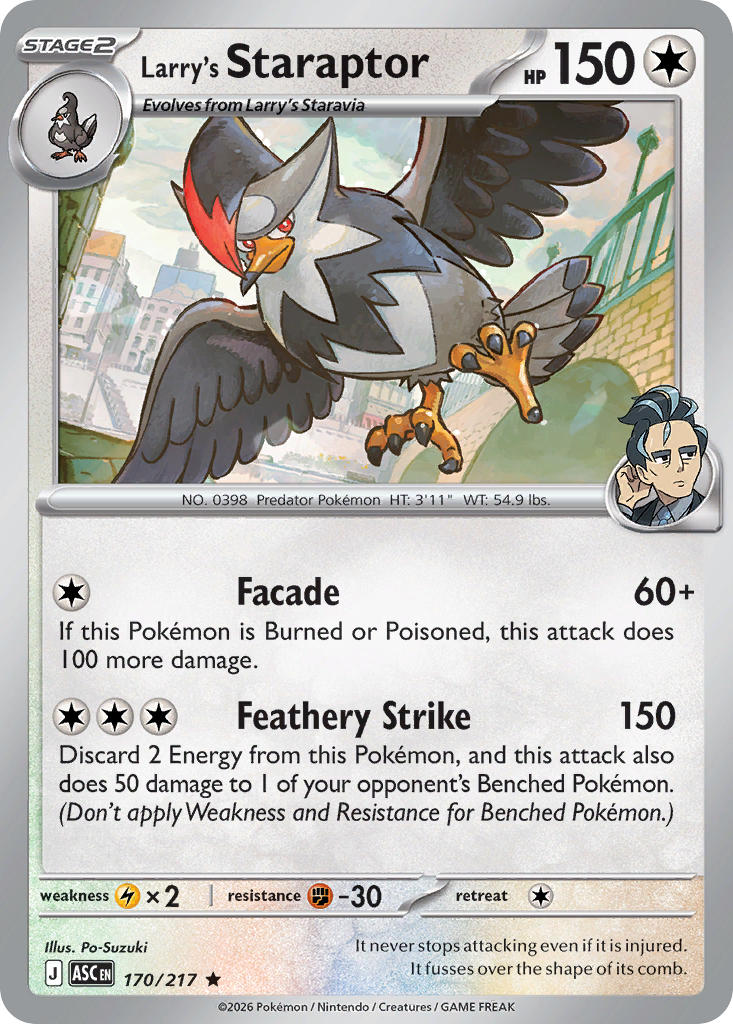(170/217) Pokemon TCG Ascended Heroes Single: Larry's Staraptor Rare