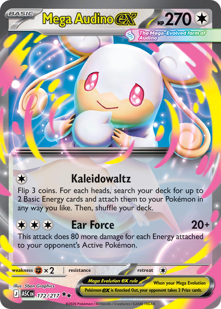 (172/217) Pokemon TCG Ascended Heroes Single: Mega Audino ex Double Rare