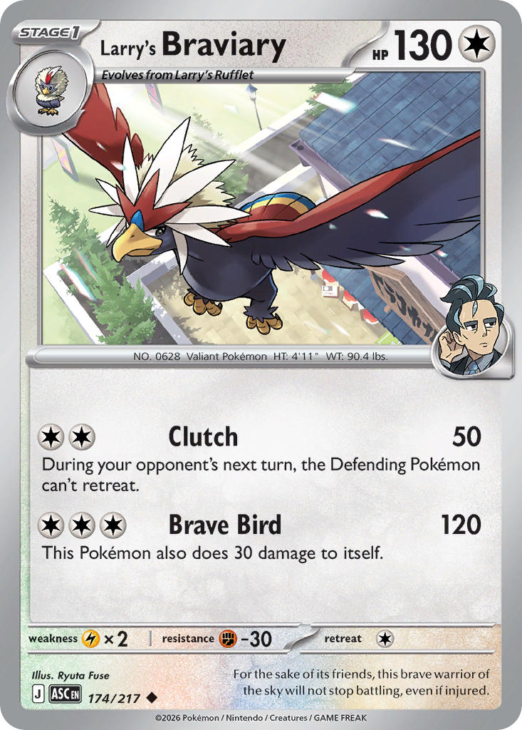 (174/217) Pokemon TCG Ascended Heroes Single: Larry's Braviary Uncommon