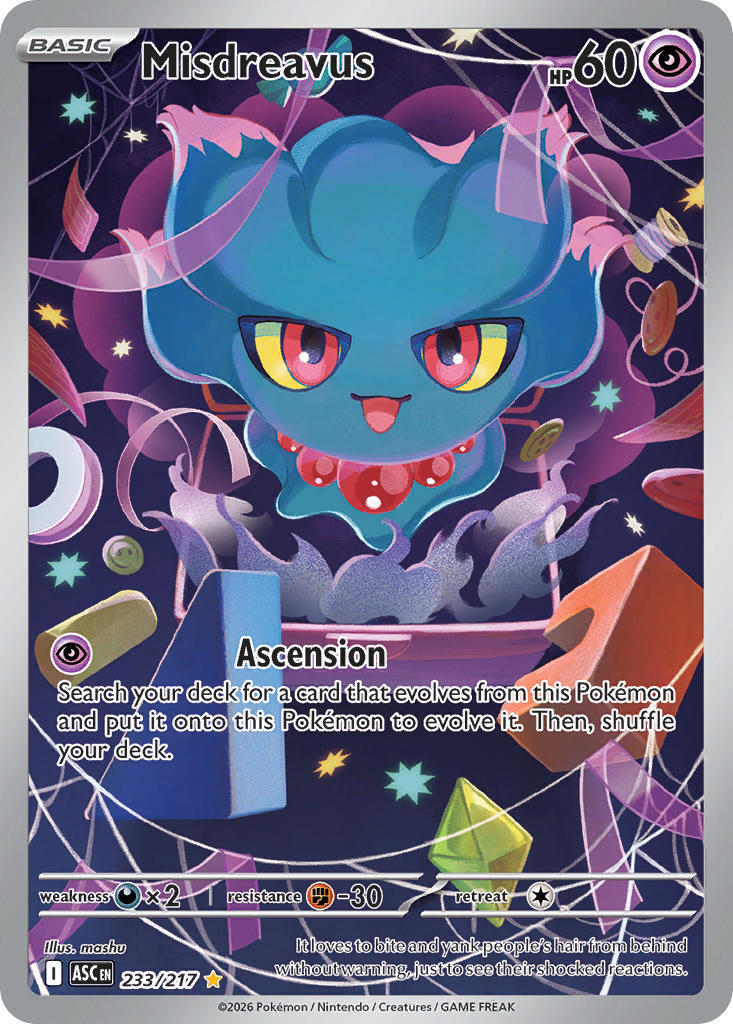 (233/217) Pokemon TCG Ascended Heroes Single: Misdreavus Illustration Rare