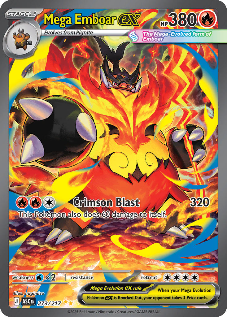 (273/217) Pokemon TCG Ascended Heroes Single: Mega Emboar ex Special Illustration Rare