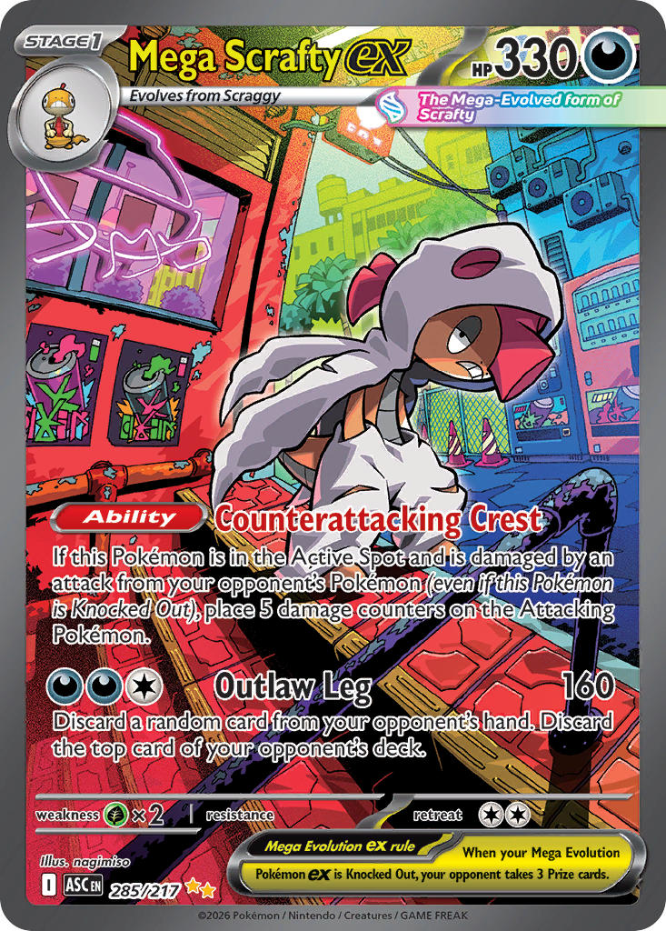 (285/217) Pokemon TCG Ascended Heroes Single: Mega Scrafty ex Special Illustration Rare