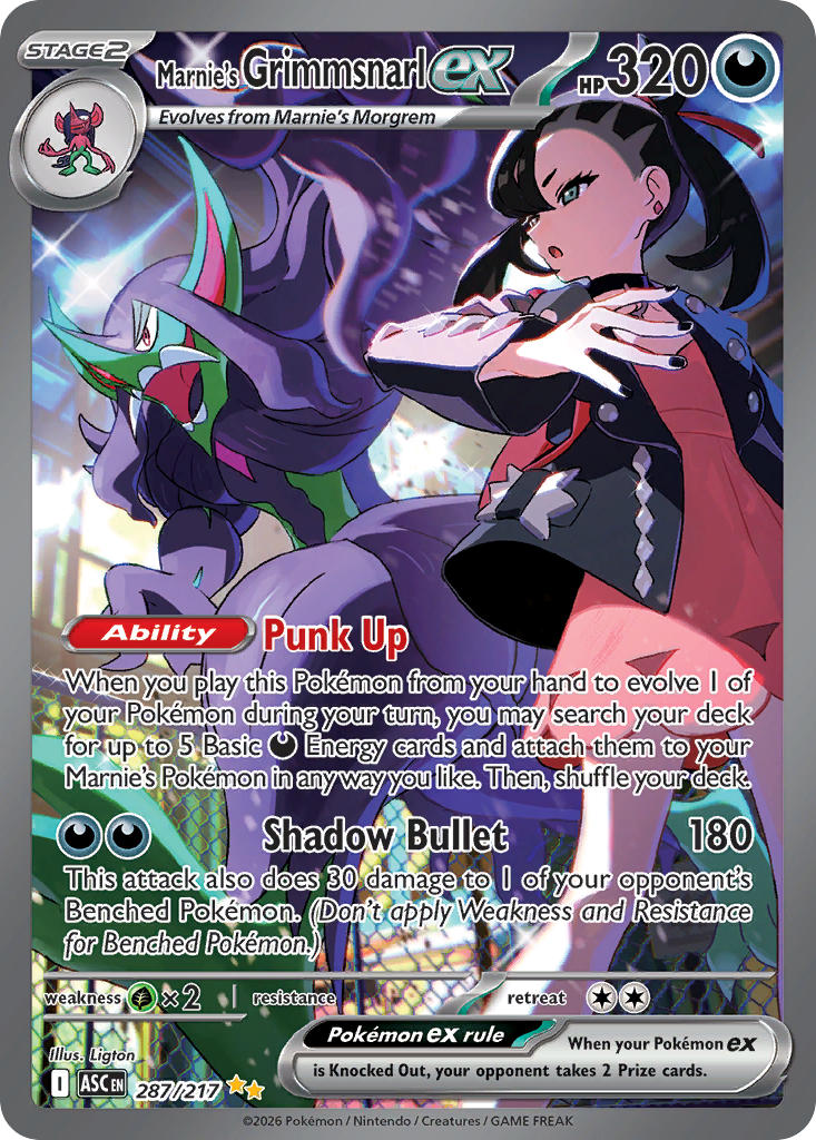 (287/217) Pokemon TCG Ascended Heroes Single: Marnie's Grimmsnarl ex Special Illustration Rare