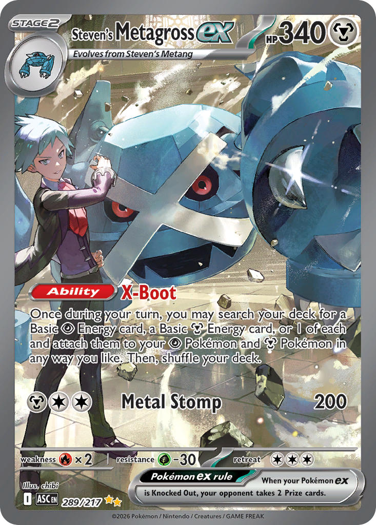 (289/217) Pokemon TCG Ascended Heroes Single: Steven's Metagross ex Special Illustration Rare