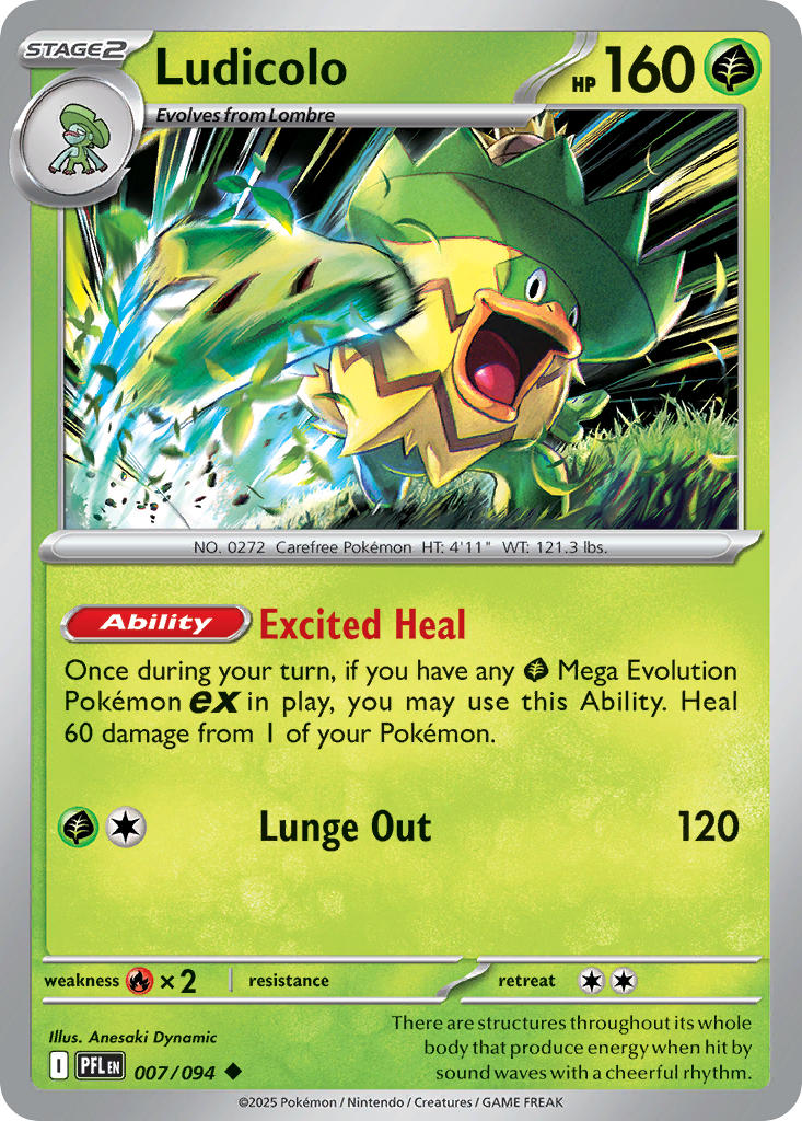 (007/094) Pokemon TCG Phantasmal Flames Single: Ludicolo Reverse Holo Uncommon