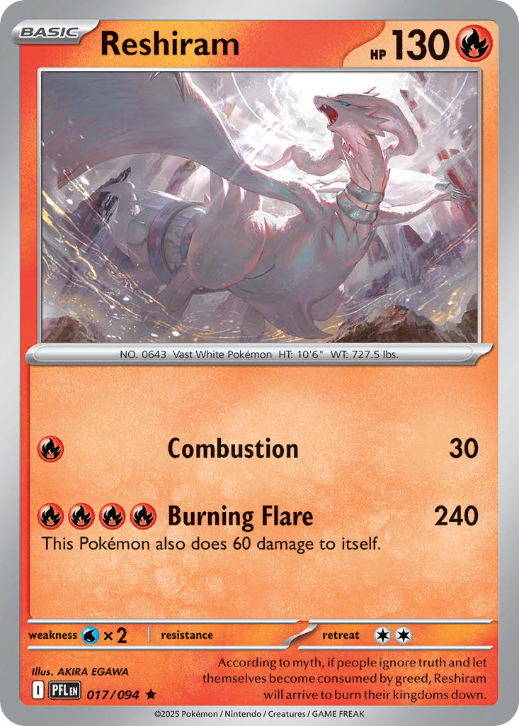 (017/094) Pokemon TCG Phantasmal Flames Single: Reshiram Reverse Holo Rare