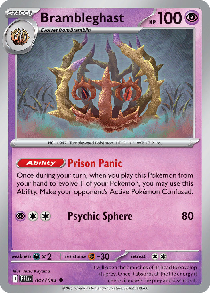 (047/094) Pokemon TCG Phantasmal Flames Single: Brambleghast Reverse Holo Uncommon