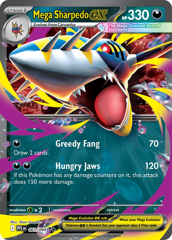 (061/094) Pokemon TCG Phantasmal Flames Single: Mega Sharpedo ex Double Rare