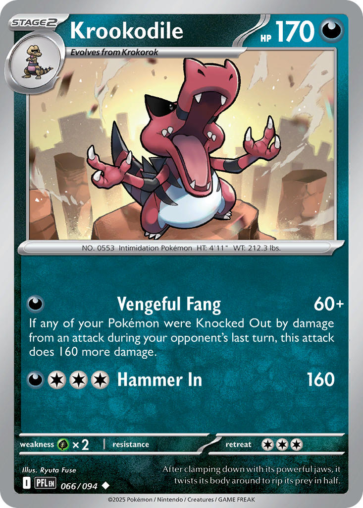 (066/094) Pokemon TCG Phantasmal Flames Single: Krookodile Uncommon