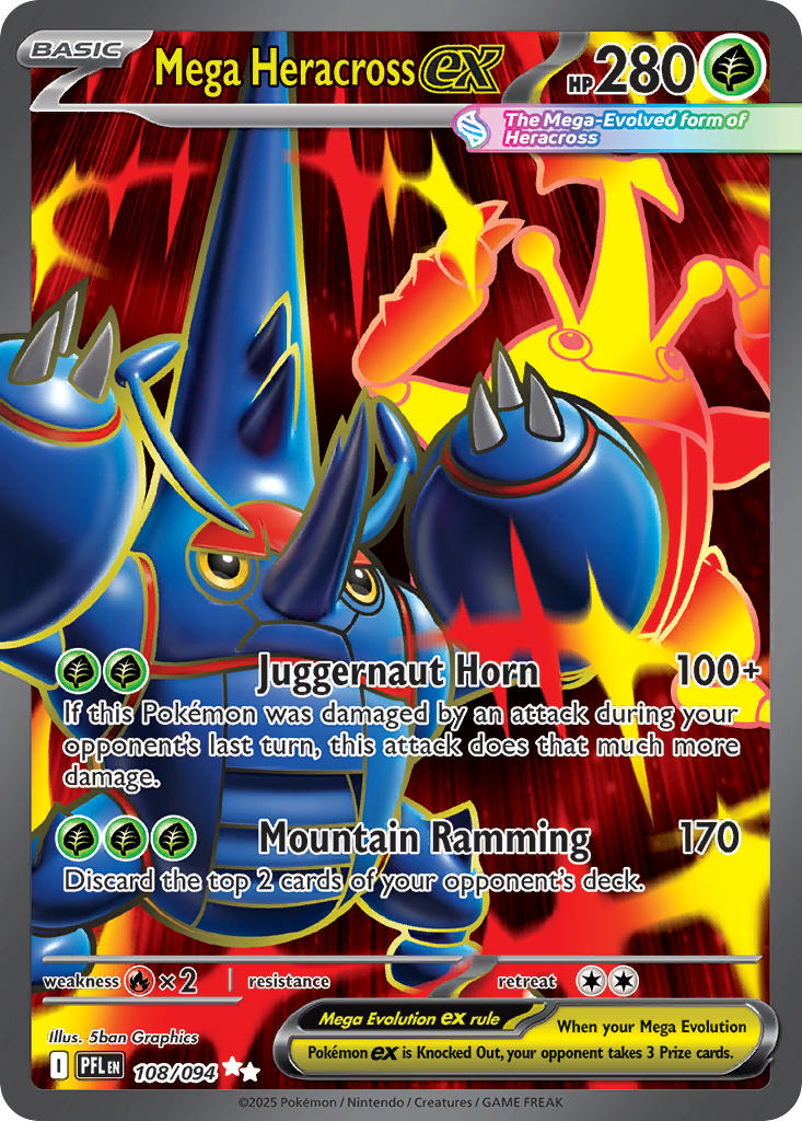 (108/094) Pokemon TCG Phantasmal Flames Single: Mega Heracross ex Ultra Rare