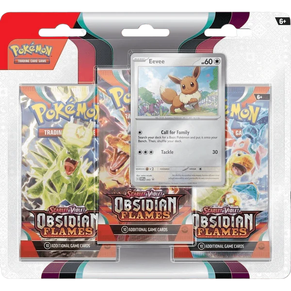 Pokemon TCG Scarlet & Violet Obsidian Flames : 3 Pack Display - Eevee
