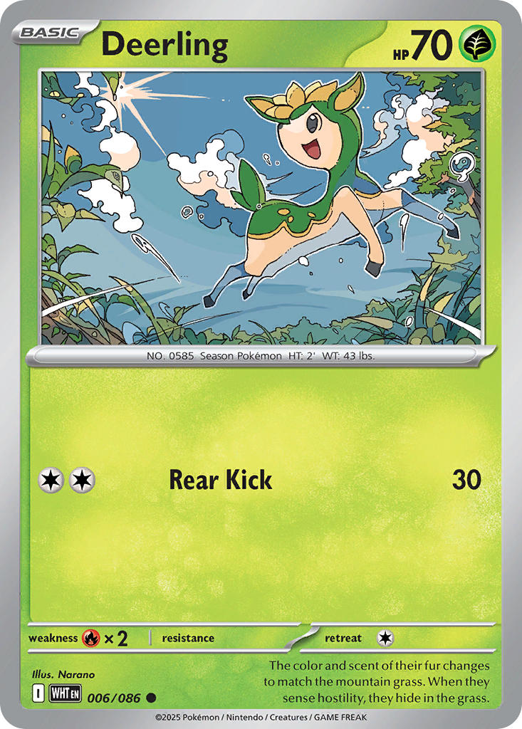 (006/086) Pokemon TCG White Flare Single: Deerling Reverse Holo Common