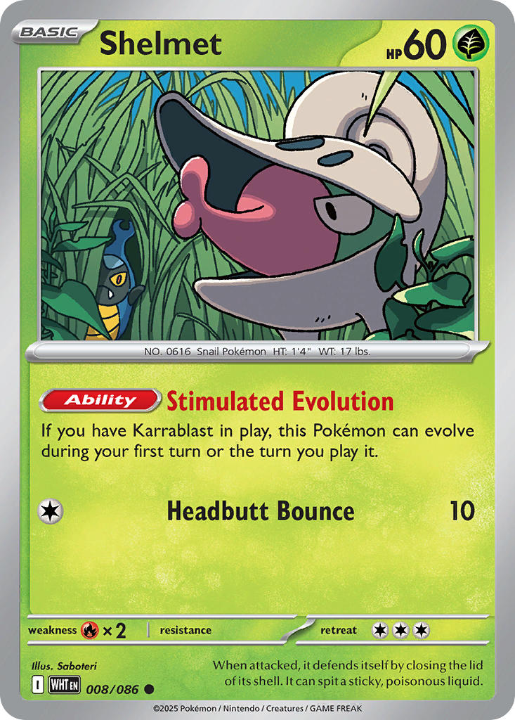 (008/086) Pokemon TCG White Flare Single: Shelmet Reverse Holo Common