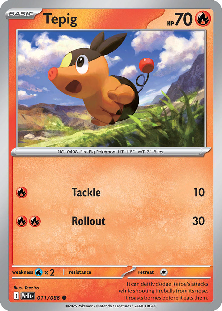 (011/086) Pokemon TCG White Flare: Additionals Single: Tepig Common Poké Ball Holo